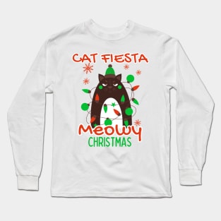 Cat fiesta meowy Christmas Long Sleeve T-Shirt